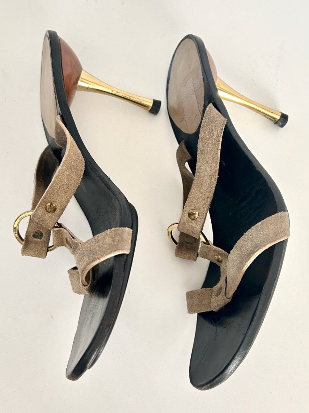 Gucci by Tom Ford Strappy Leather Sandals with Ring Detail